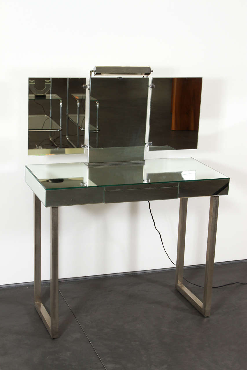 1930s Jacques Adnet Mirrored Vanity.